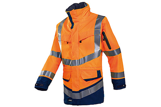 Warnschutz-Regenjacke, leucht-orange / marine, S